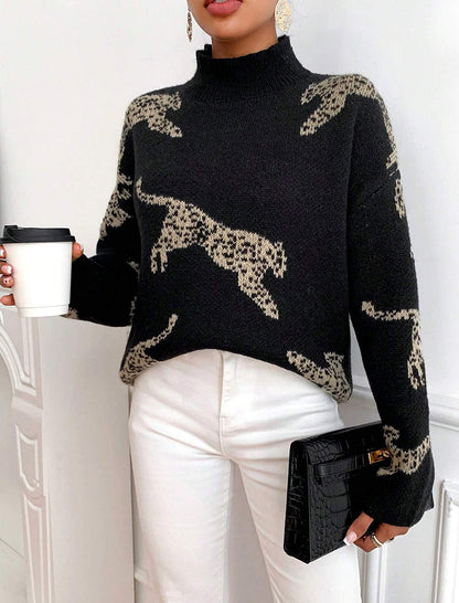 Leopard Pattern Knit Sweater