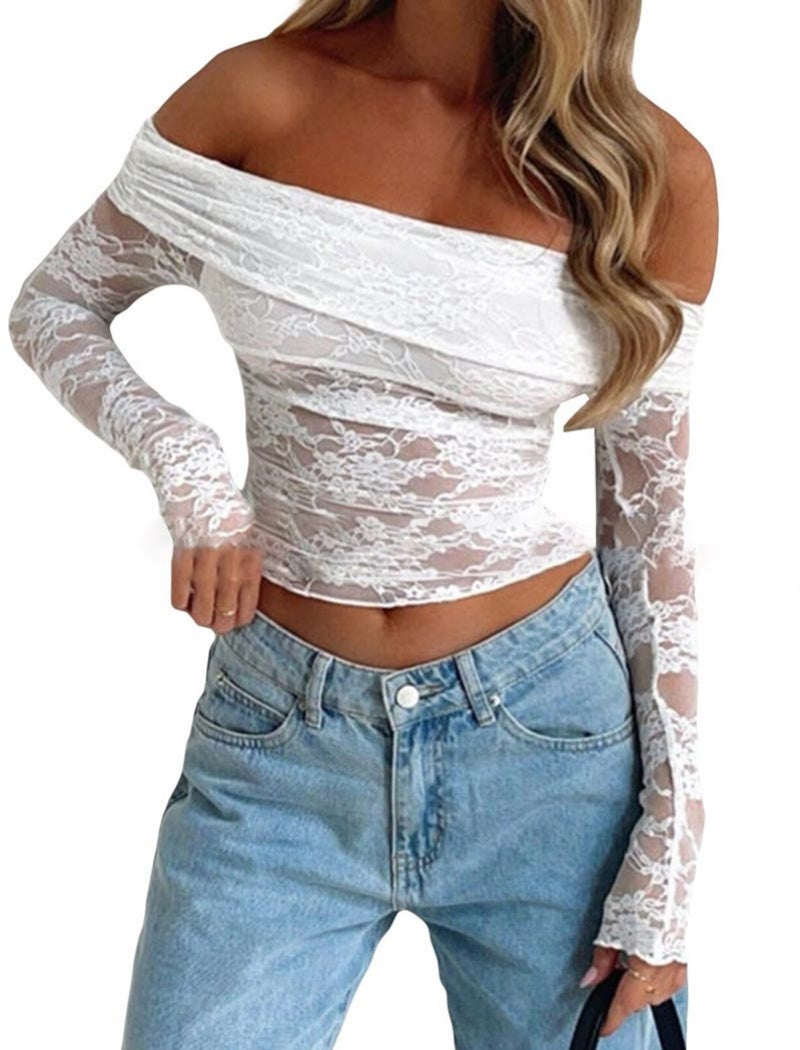 Off-Shoulder Lace Crop Top