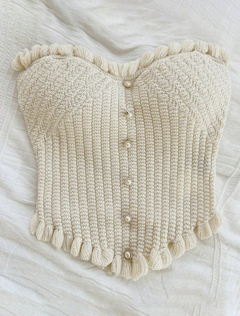 Knitted Buttoned Tube Top