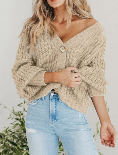 Chunky Knit Button-Up Cardigan