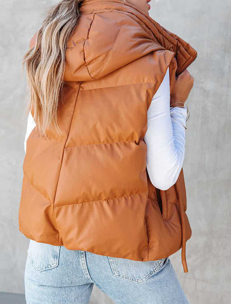 Sleeveless Puffer Vest with High Collar