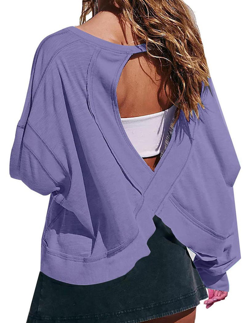 Oversized Long-Sleeve Cutout Top