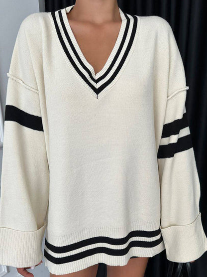 V-Neck Striped Sweater