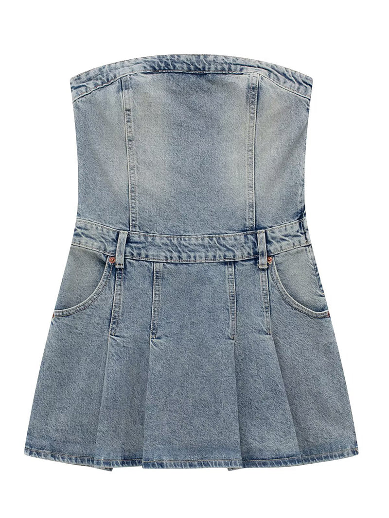 Strapless Denim Mini Dress