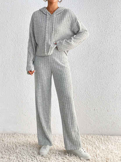 Ribbed Hoodie and Pants Set