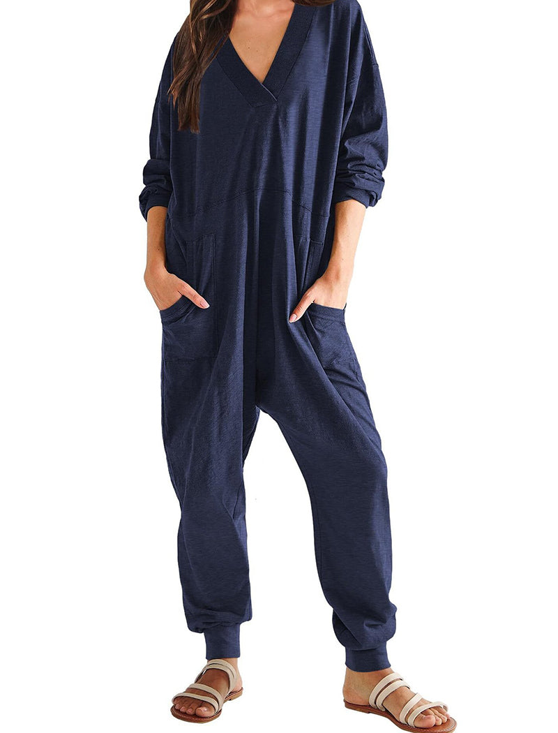 Relaxed Fit V-Neck Jumpsuit