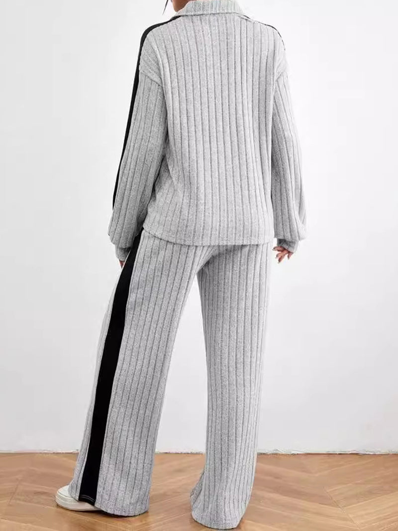 Ribbed Colorblock Top and Pants Set