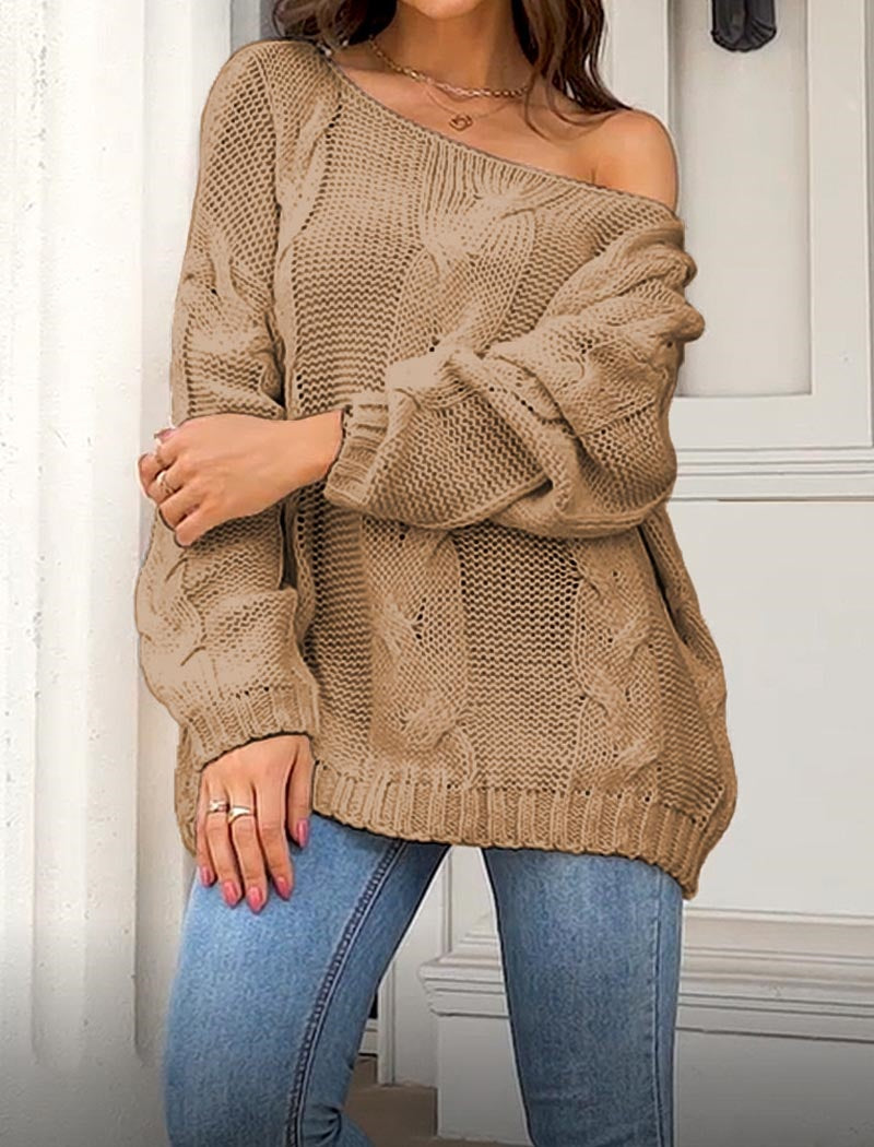 Off-Shoulder Knit Oversized Sweater