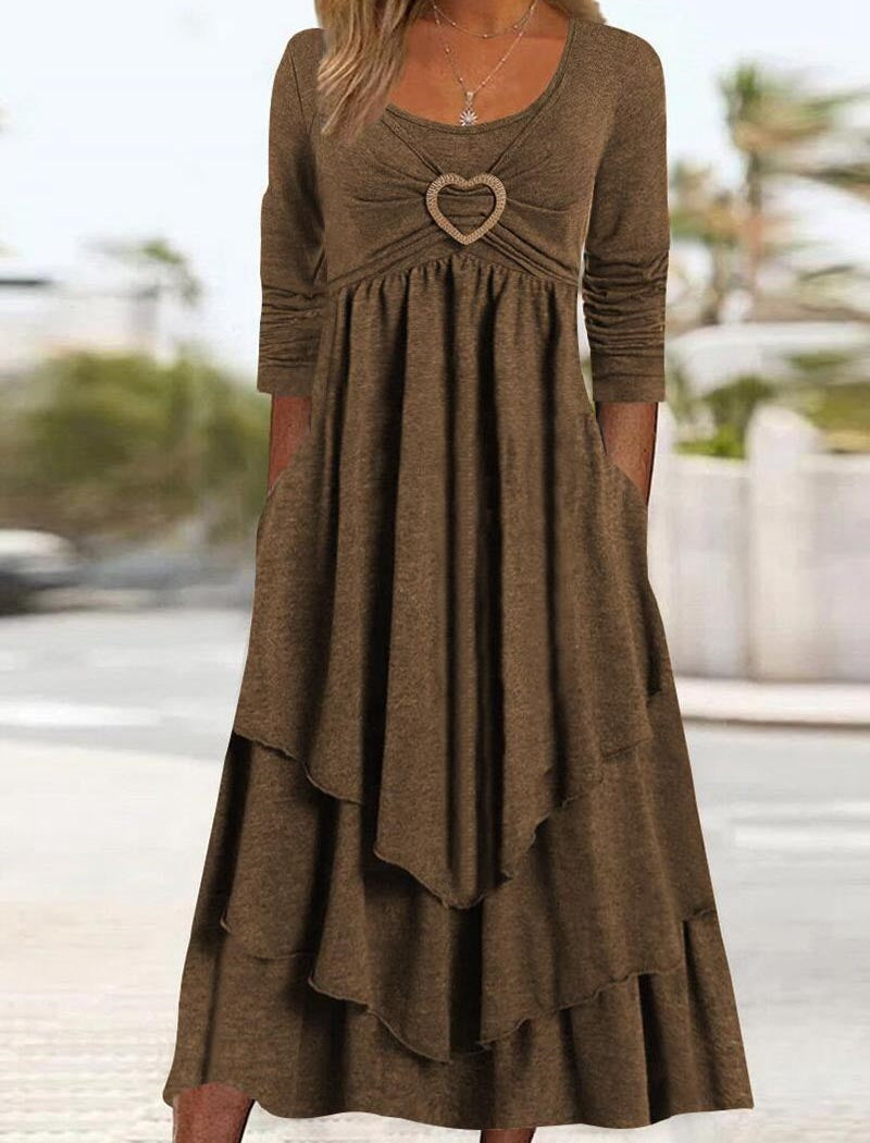 Heart-Cutout Layered Maxi Dress