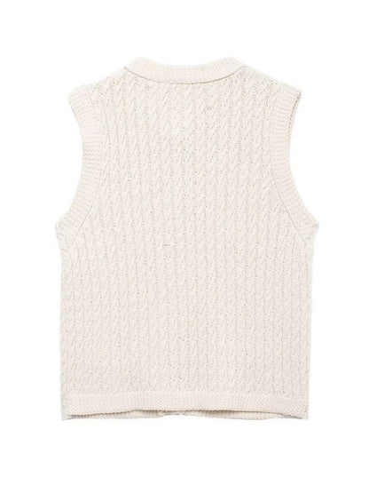 Buttoned Sleeveless Knit Vest