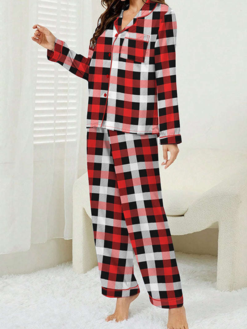 Plaid Button-Up Shirt and Pants Set