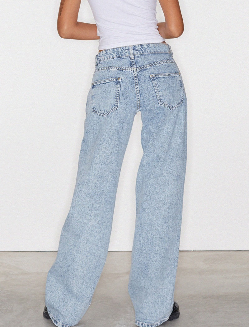 High-Waisted Straight-Leg Denim Jeans