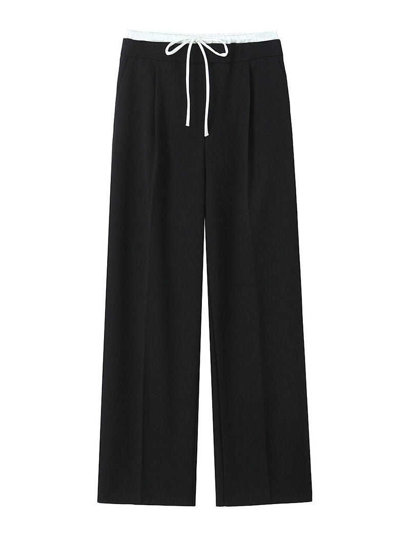 High-Waisted Wide Leg Drawstring Pants