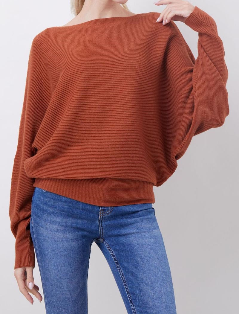 Relaxed Fit Ribbed Knit Sweater