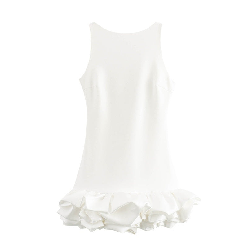 Ruffled Hem Sleeveless Mini Dress