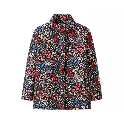 Oversized Floral Print Puffer Jacket