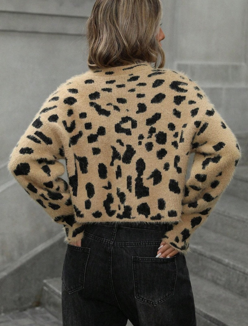 Cropped Leopard Print Sweater