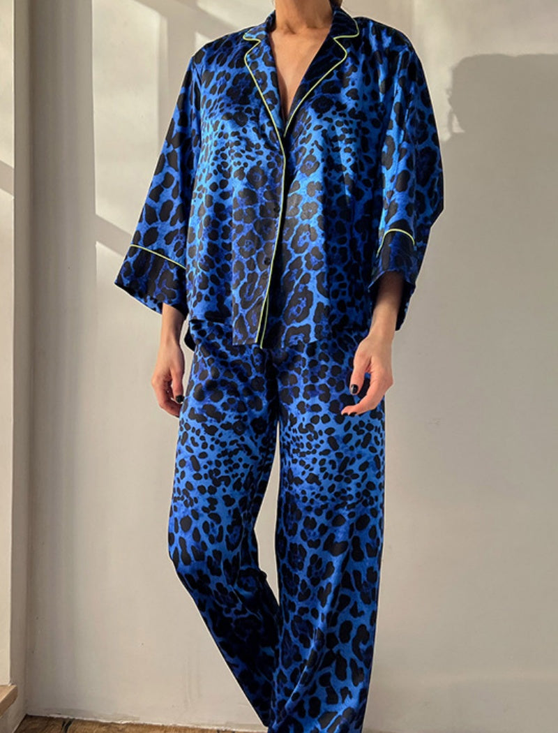 Satin Leopard Print Pajama Set