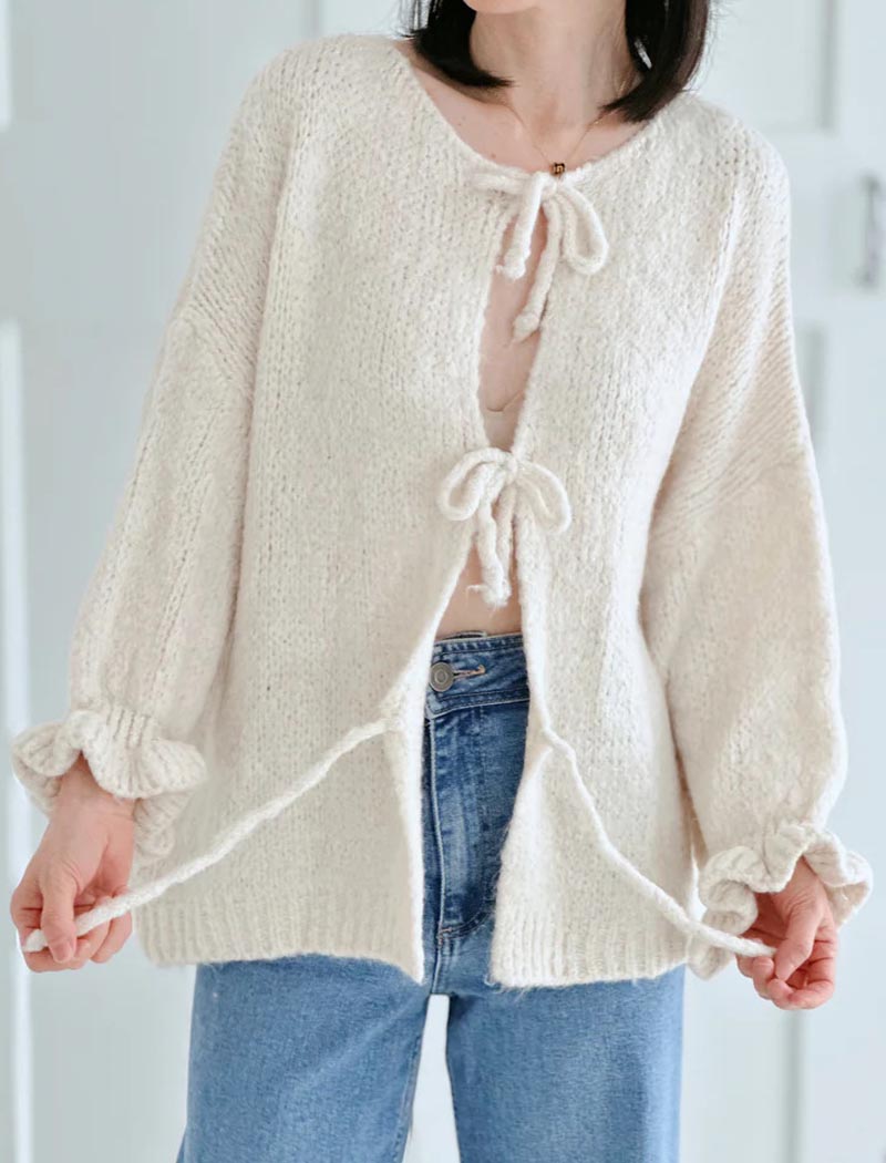 Tie-Front Knit Cardigan