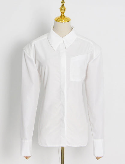 Padded Shoulder Waist-Tie Shirt