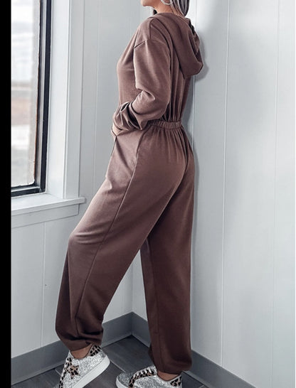 Relaxed Fit Jumpsuit with Hoodie