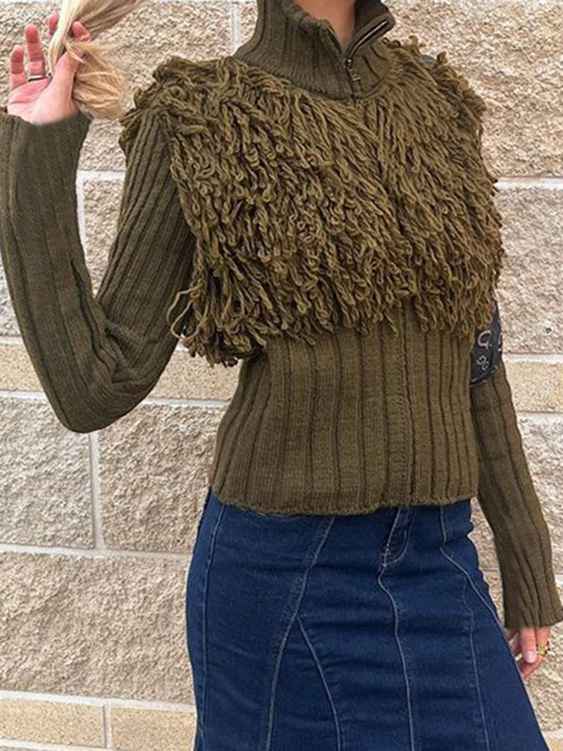 Textured Zip-Up Sweater