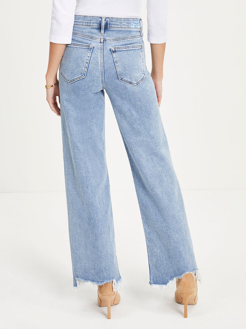 Frayed Hem High-Waisted Jeans