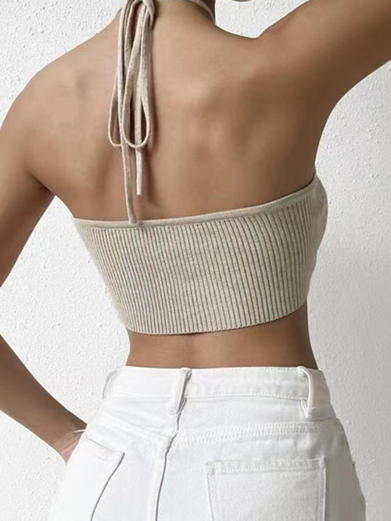 Ribbed Halter Crop Top