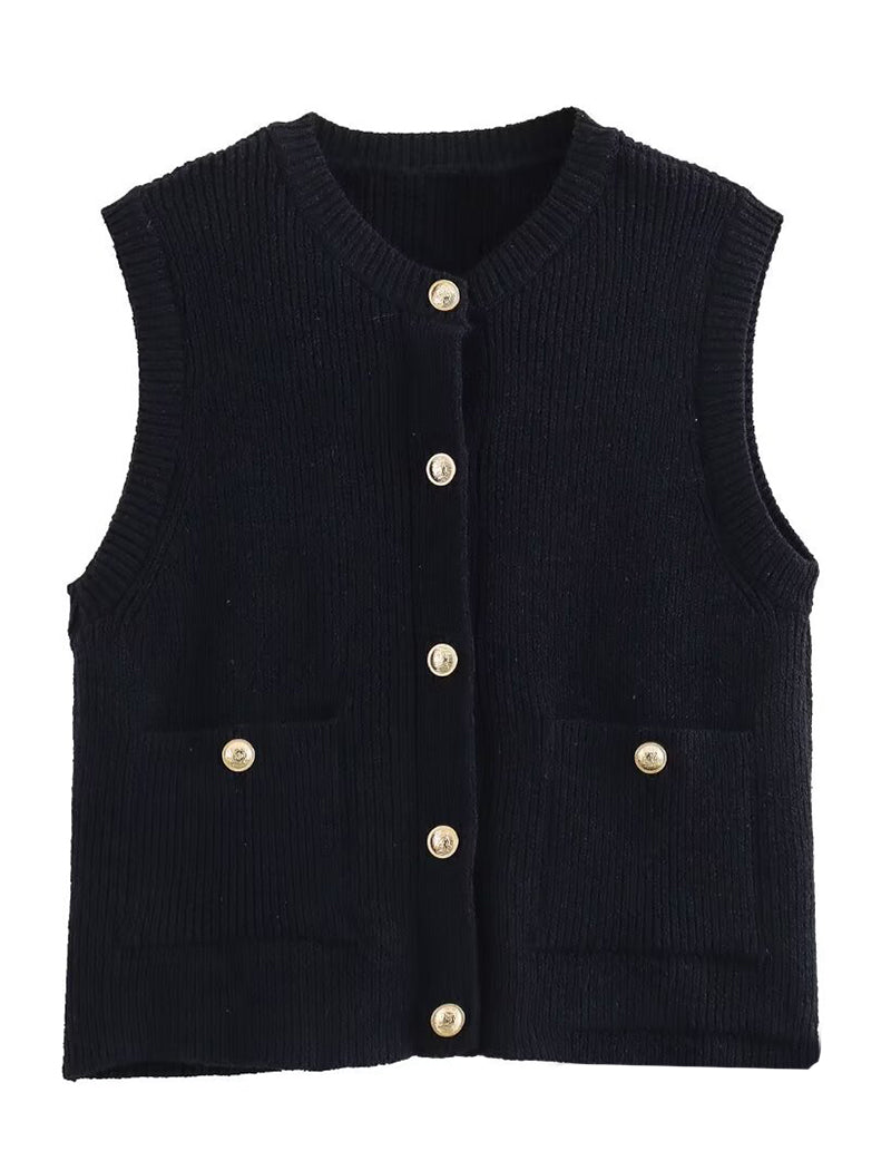 Double-Pocket Knit Vest