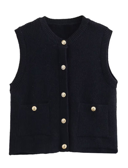 Double-Pocket Knit Vest