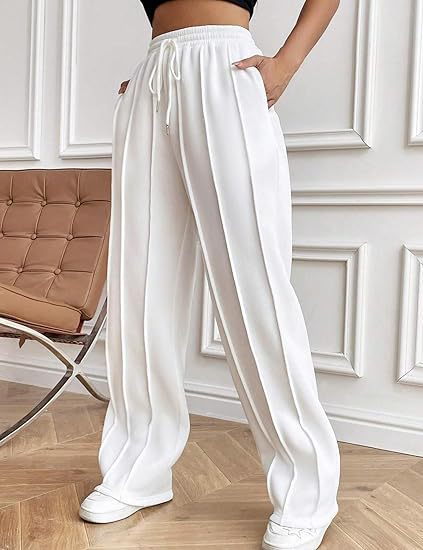 Drawstring Pleated Wide-Leg Pants