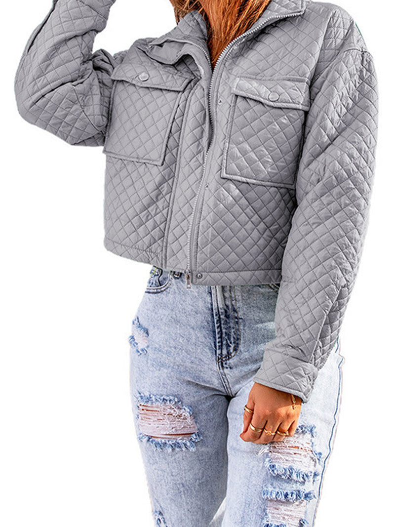 Quilted Cropped Zip-Up Jacket