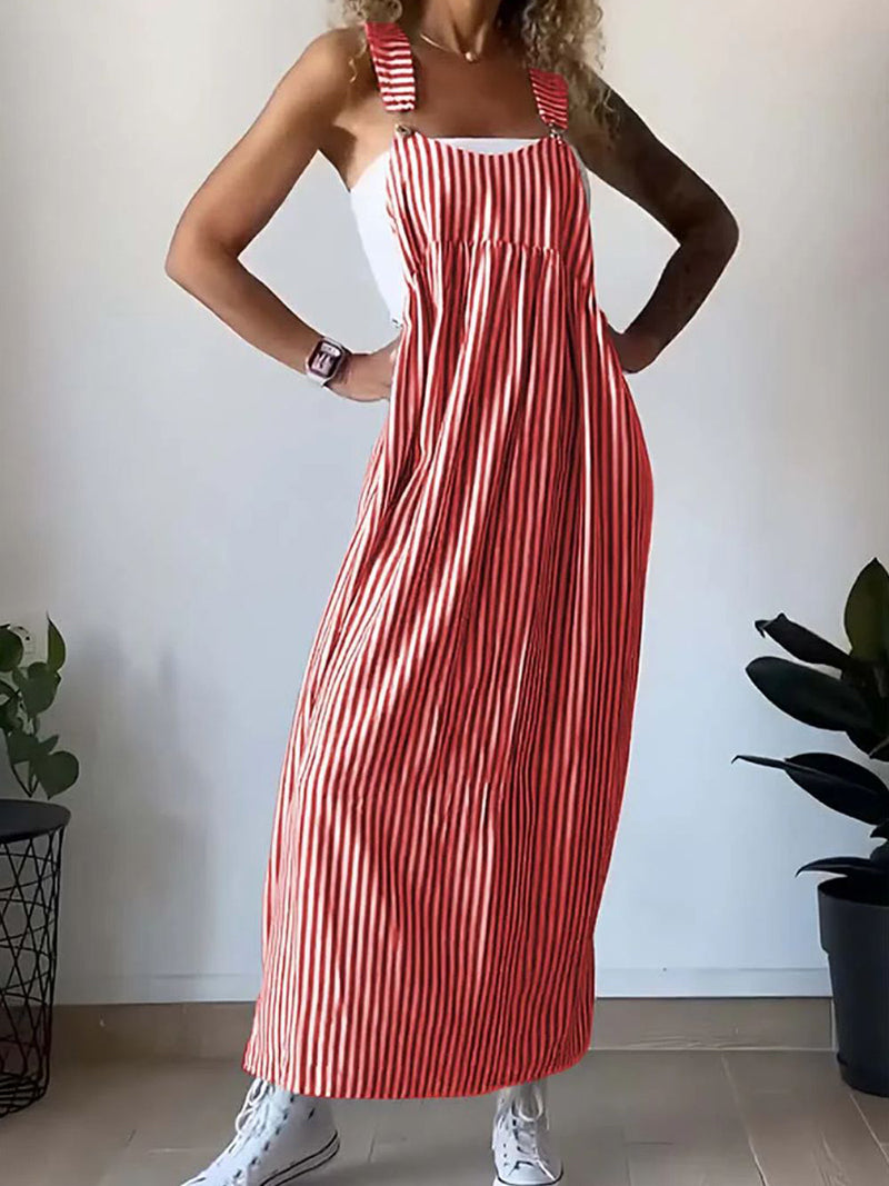 Striped Overall Maxi Dress