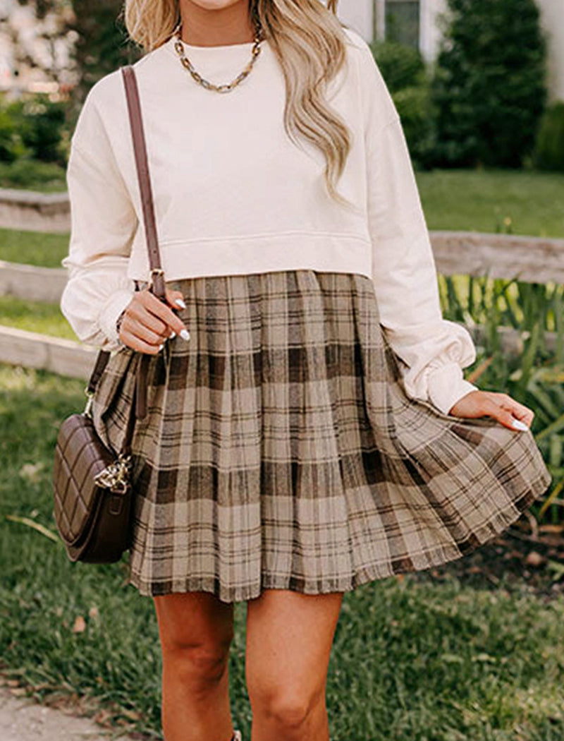 Plaid Contrast Mini Dress