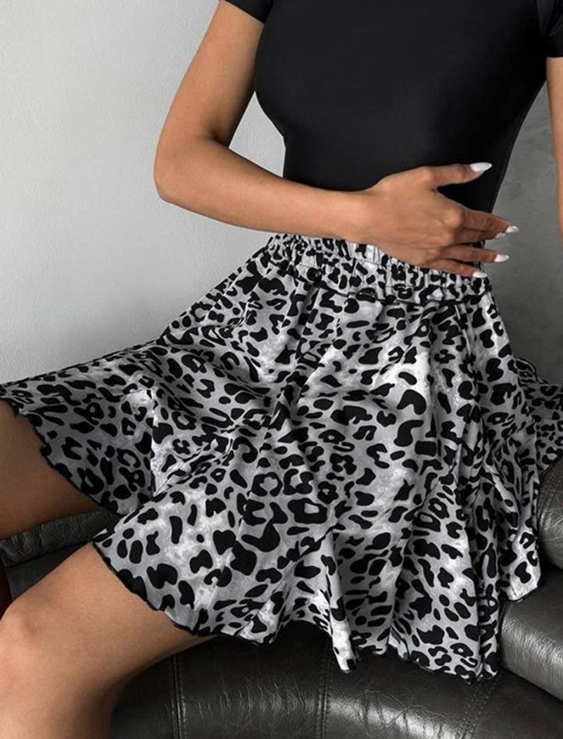 Leopard Print A-Line Mini Skirt