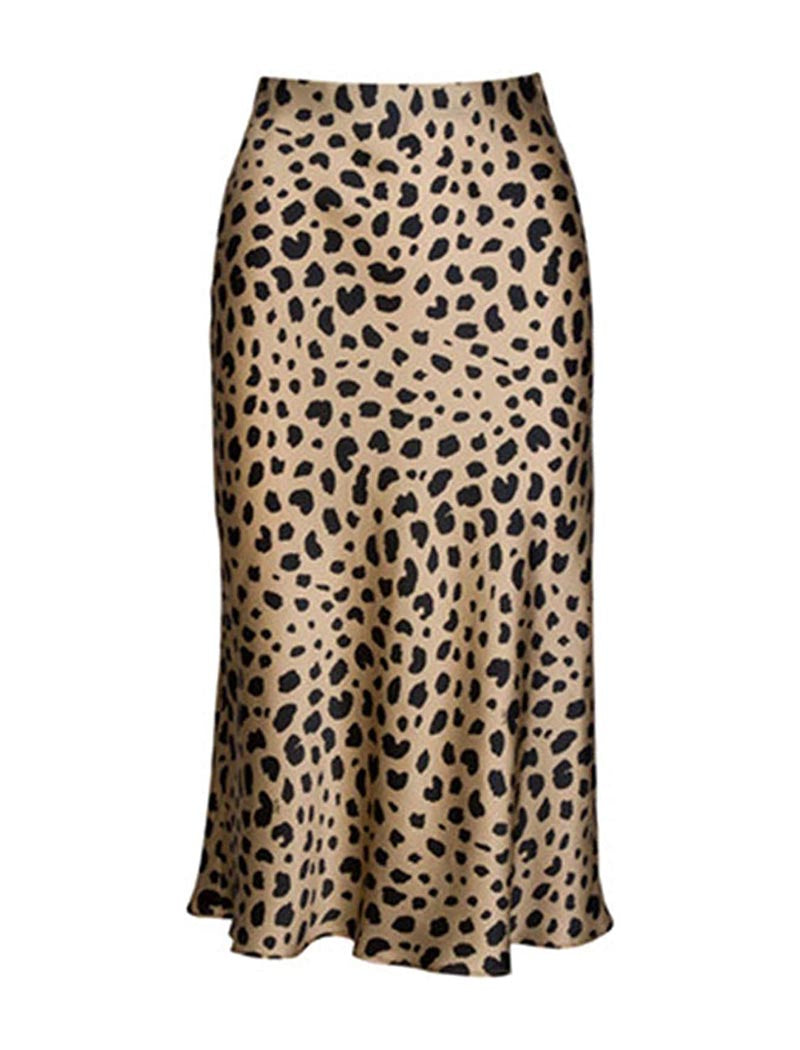 Leopard Print Fitted Midi Skirt