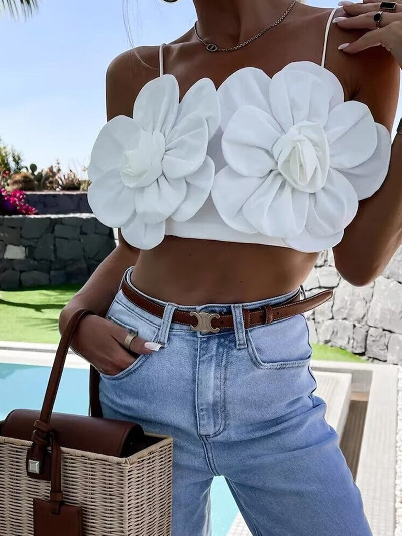 Floral Applique Crop Top