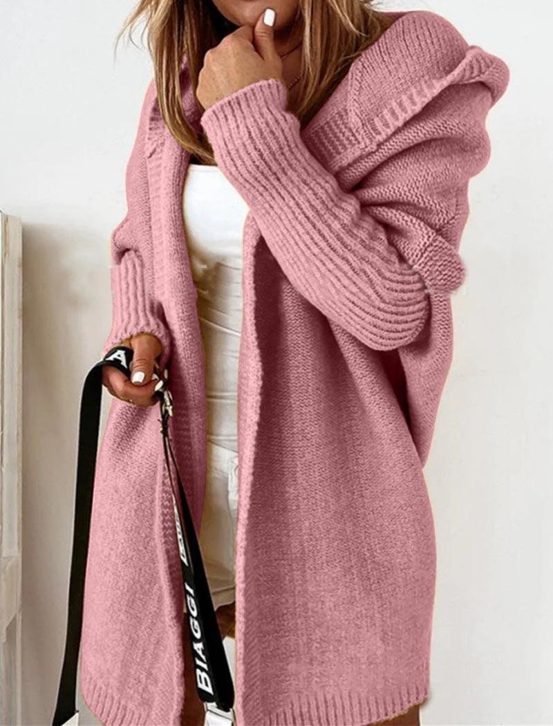 Oversized Knit Hooded Cardigan