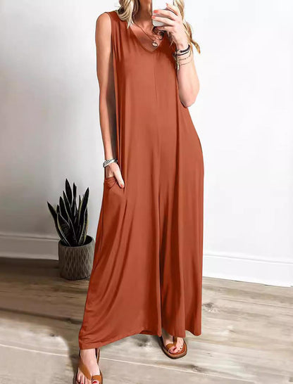 Sleeveless V-Neck Jumpsuit
