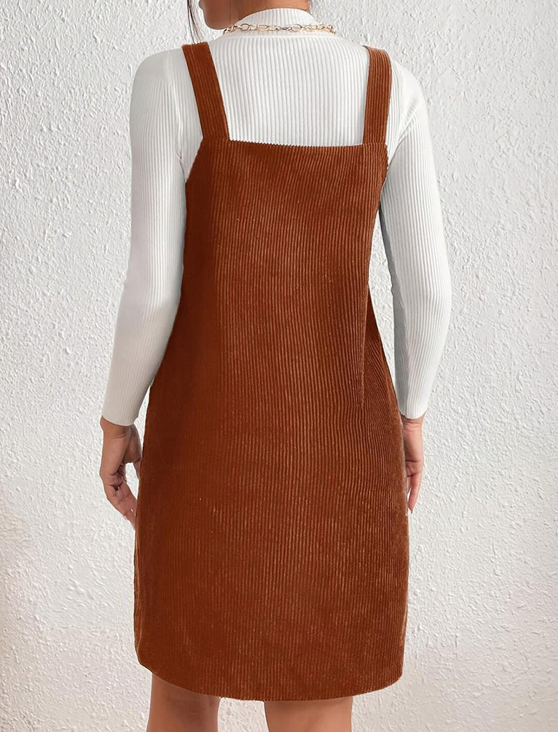 Sleeveless Corduroy A-Line Dress