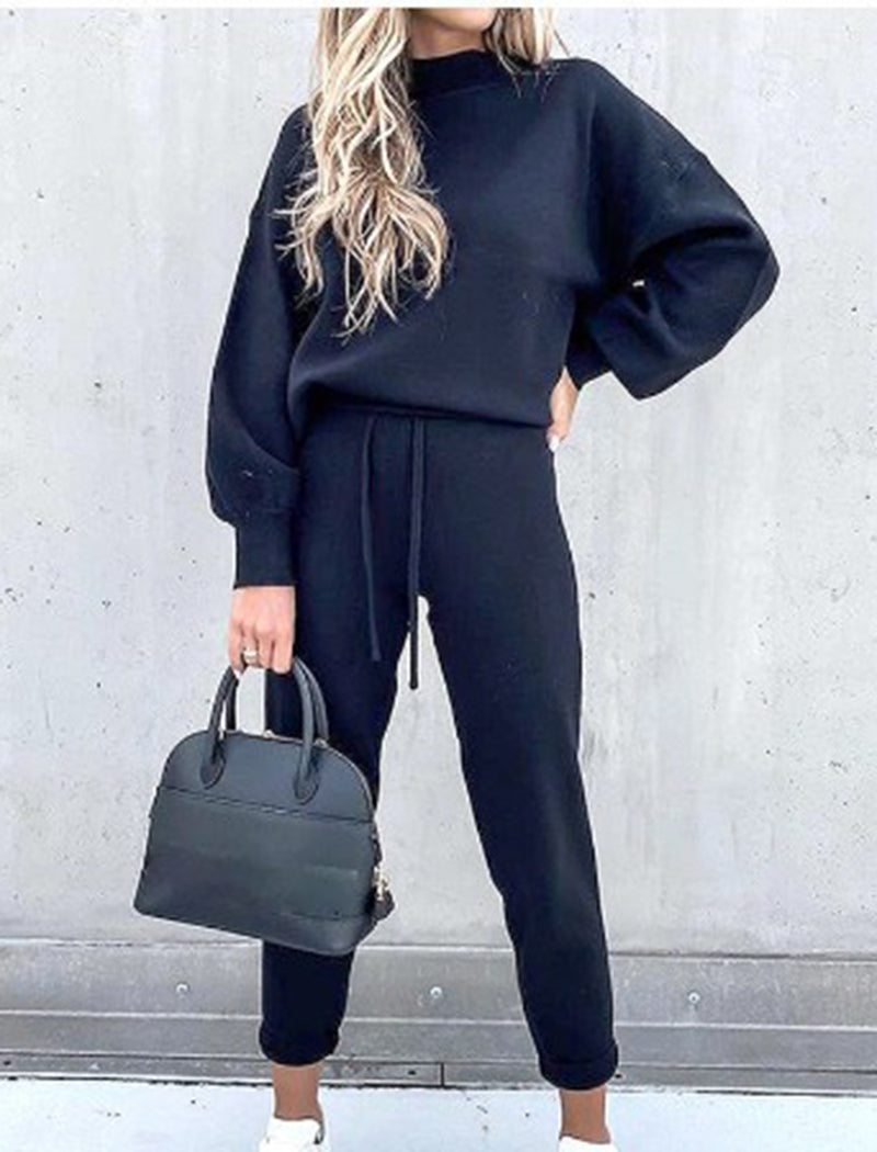 Long Sleeve Top and Elastic Waist Pants Set