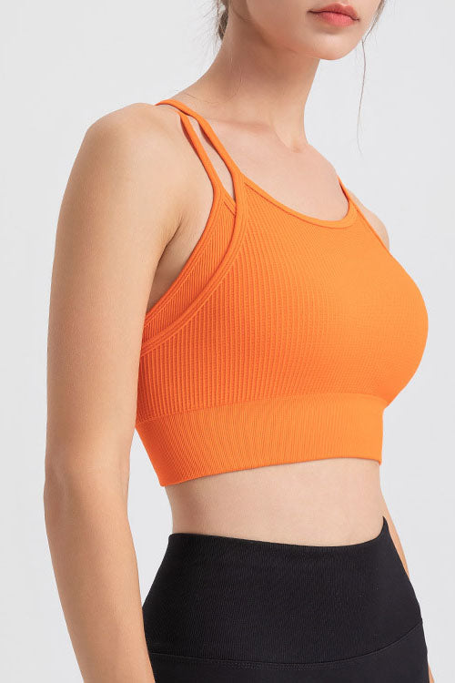 Strappy Ribbed Sports Bra