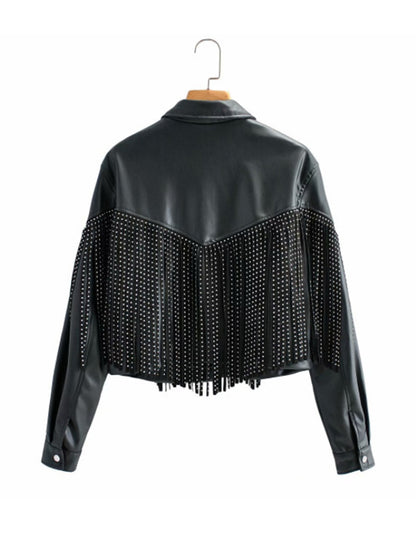 Faux Leather Fringe Jacket