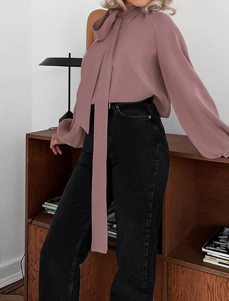 Off-Shoulder Long Sleeve Shirt