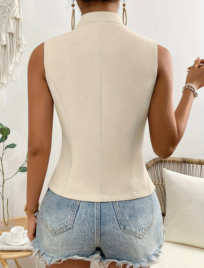Sleeveless Notched Blazer Vest