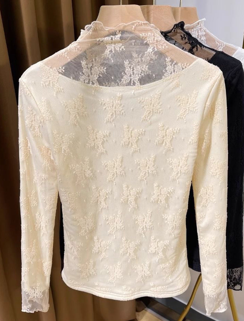 Floral Lace Mock Neck Top