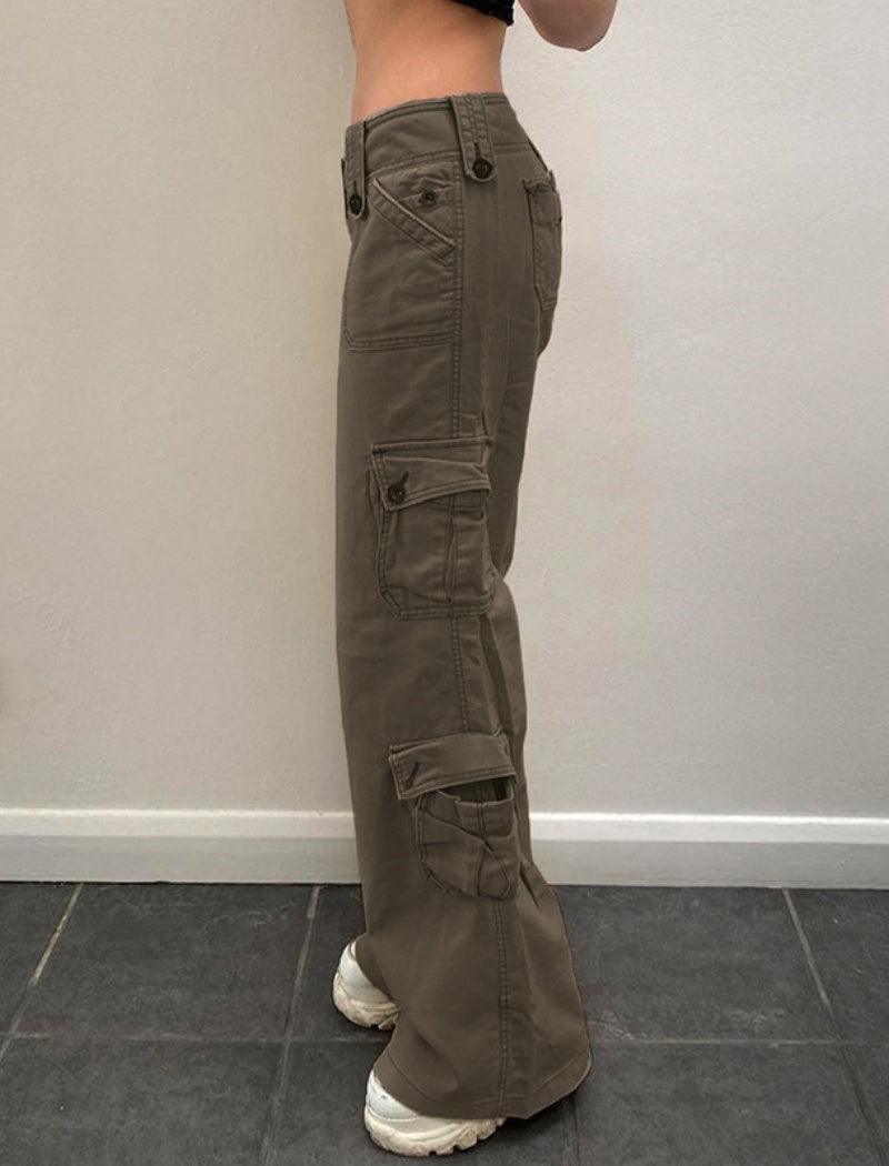 Buttoned Wide-Leg Jeans