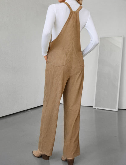 Wide-Leg Corduroy Overalls