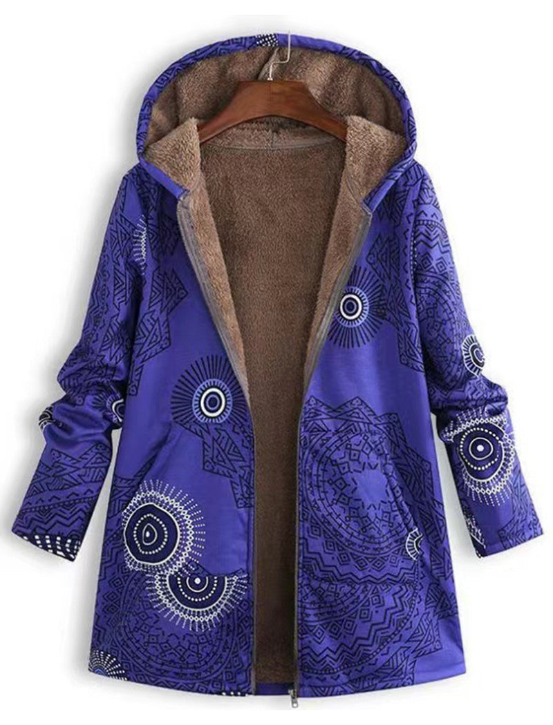 Graphic Hooded Zip-Up Coat