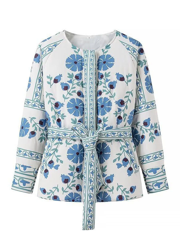 Floral Belted Quilted Jacket